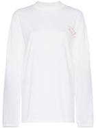 Martine Rose Oversized Logo Print Long Sleeved T-shirt - White