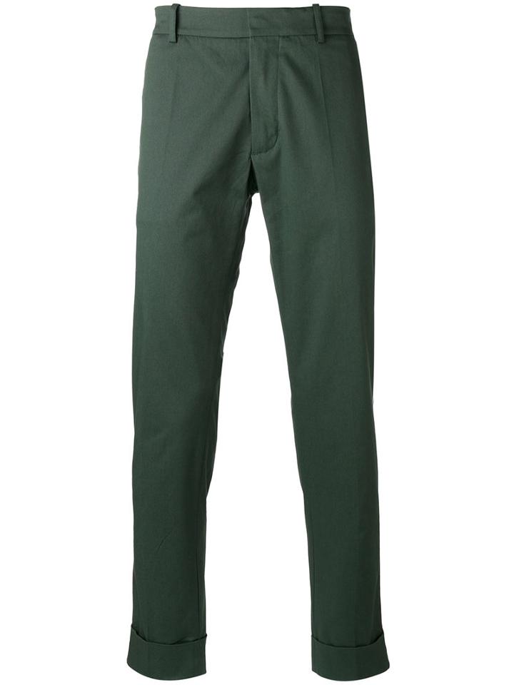 Antonio Marras Folded Hem Straight Trousers, Men's, Size: 48, Green, Cotton/spandex/elastane