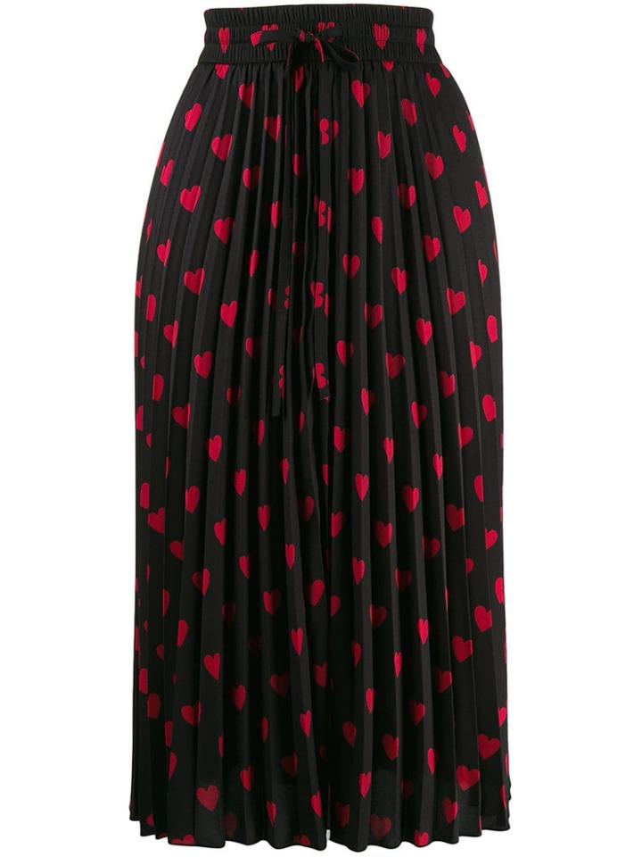 Red Valentino Heart Print Pleated Skirt - Black