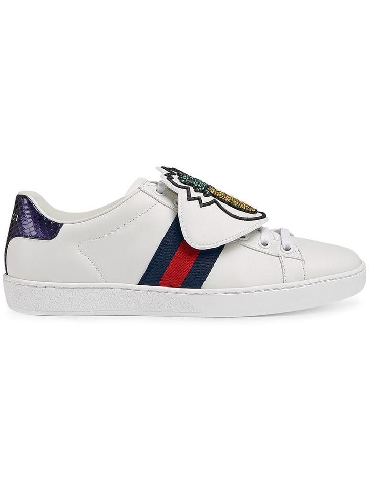 Gucci White Pineapple Patch Ace Sneakers
