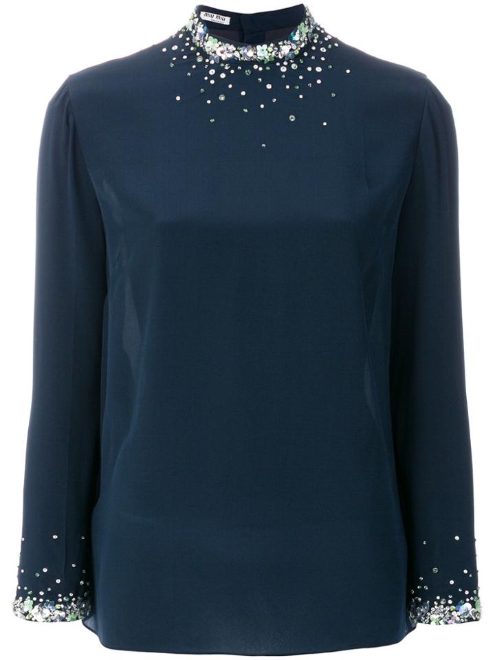 Miu Miu Crystal Embellished Blouse - Blue
