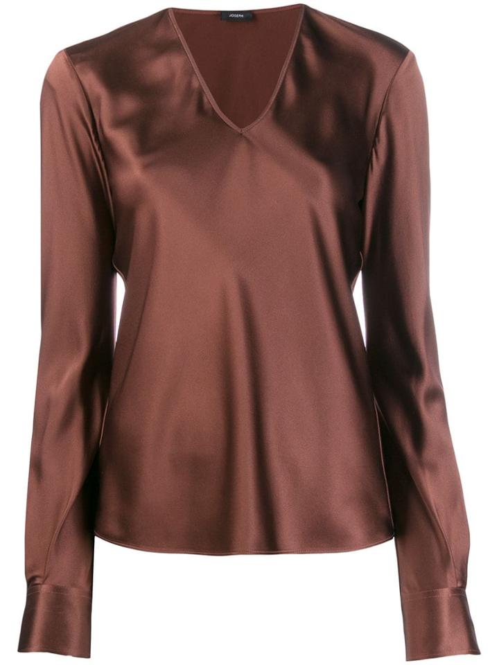 Joseph V-neck Jersey Top - Brown