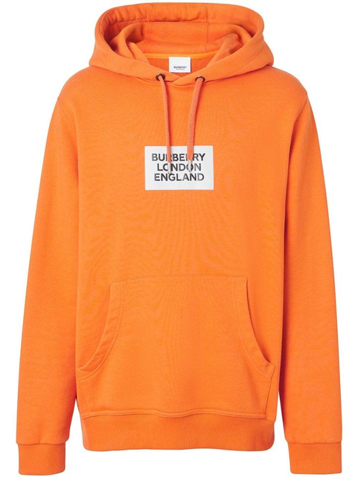 Burberry Logo Print Cotton Hoodie - Orange
