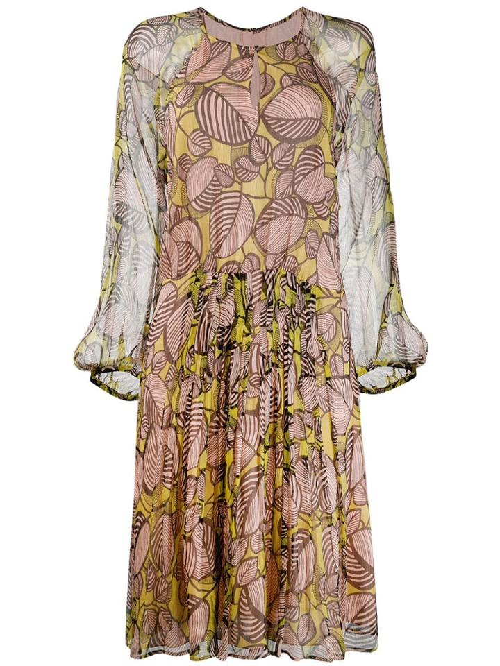 Luisa Cerano Floral Print Dress - Neutrals