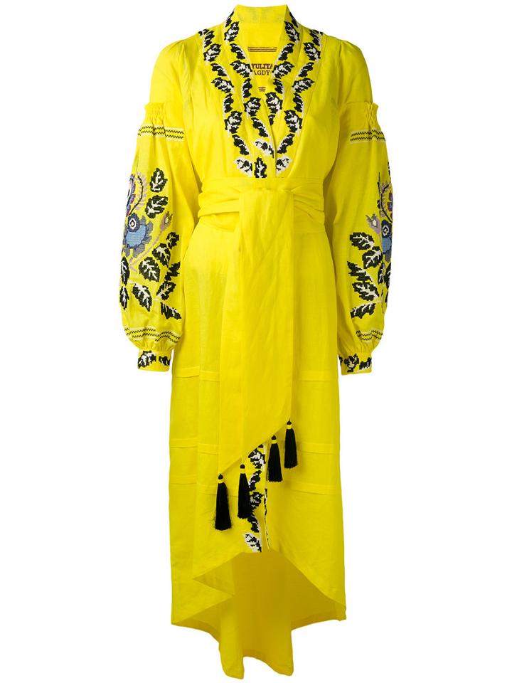 Yuliya Magdych - 'eden Tree' Dress - Women - Linen/flax - M, Yellow/orange, Linen/flax