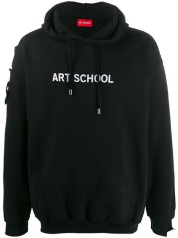 Art School Logo Print Hoodie - Black