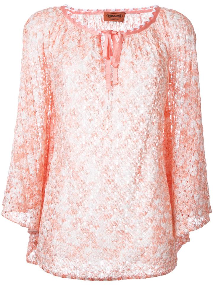Missoni Bow Detail Neck Blouse, Women's, Size: 40, Pink/purple, Viscose