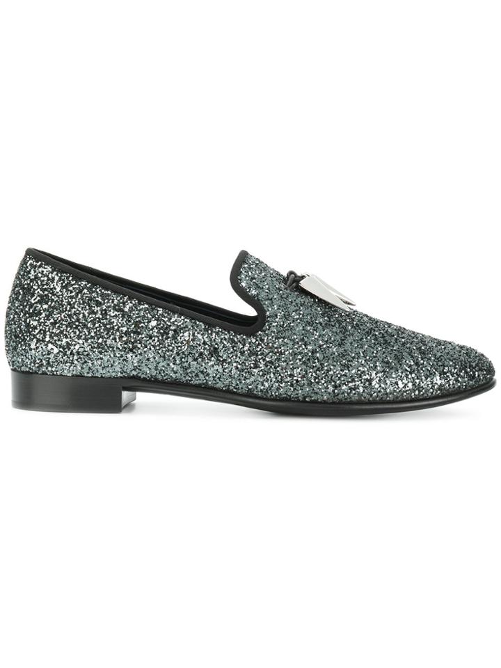 Giuseppe Zanotti Design Sabre Tooth Glitter Loafers - Grey