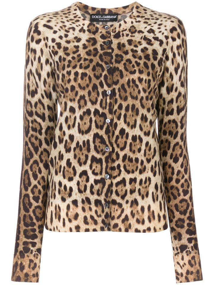 Dolce & Gabbana Leopard Print Cardgian - Nude & Neutrals
