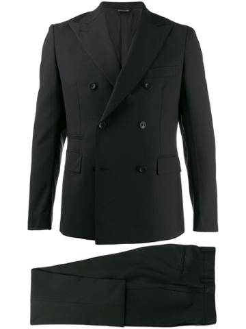 Tonello Fitted Double-breasted Suit - Black