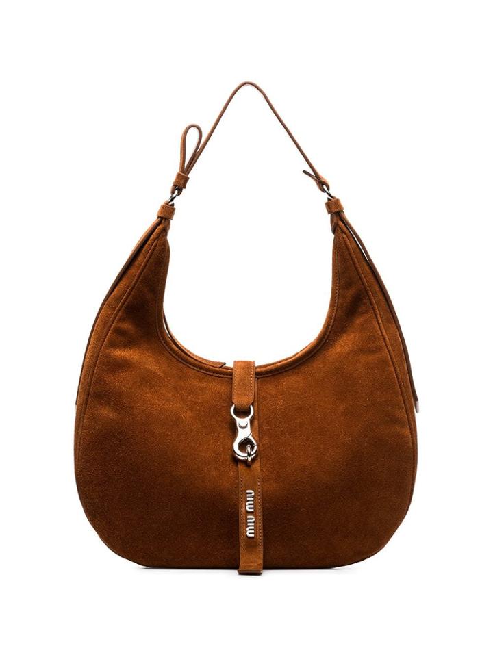 Miu Miu Brown Hobo Suede Leather Shoulder Bag