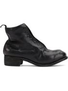 Guidi Slouched Lace Up Ankle Boots - Black