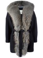 Ava Adore Fur Detail Jacket, Women's, Size: 44, Black, Acrylic/wool/raccoon Dog