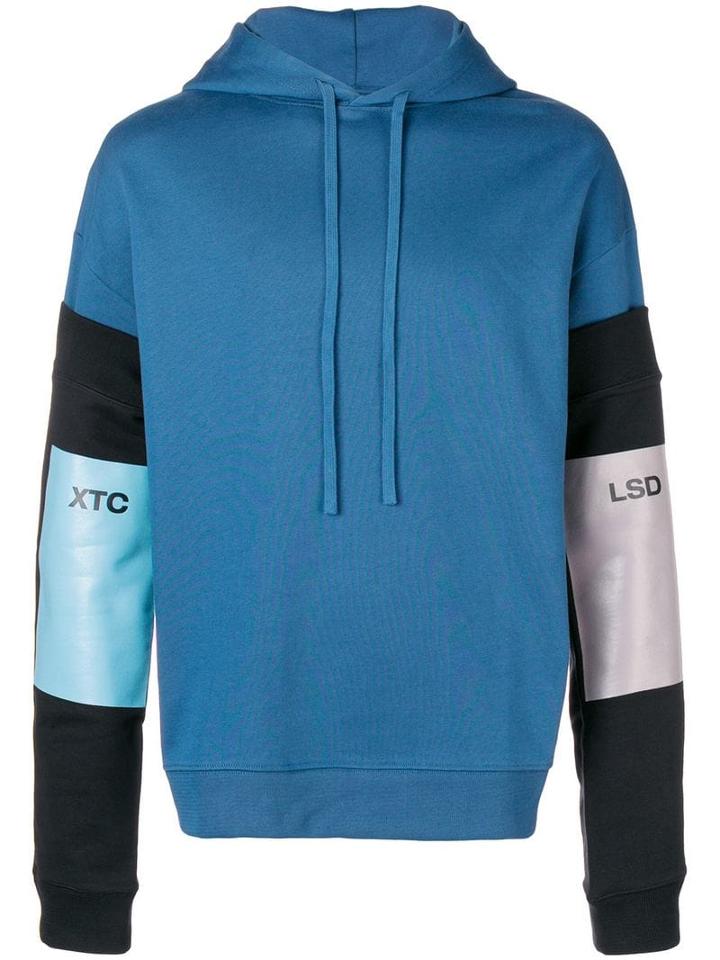 Raf Simons Contrasting Sleeves Hoodie - Blue