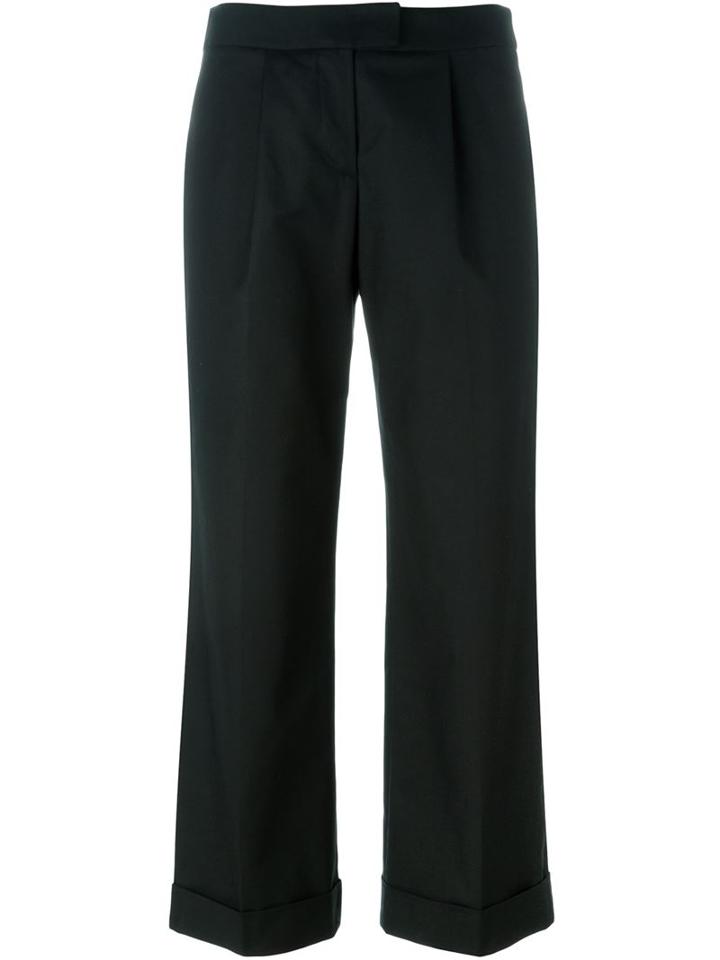 Boutique Moschino Turn-up Hem Cropped Trousers, Women's, Size: 42, Black, Cotton/other Fibres