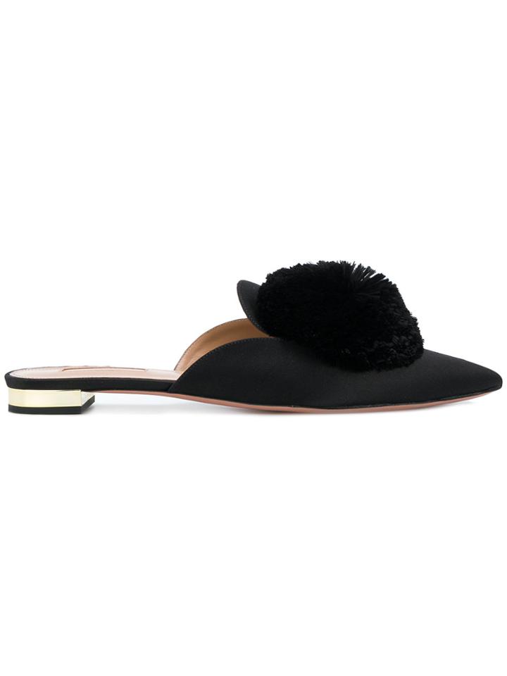 Aquazzura Powder Puff Mules - Black