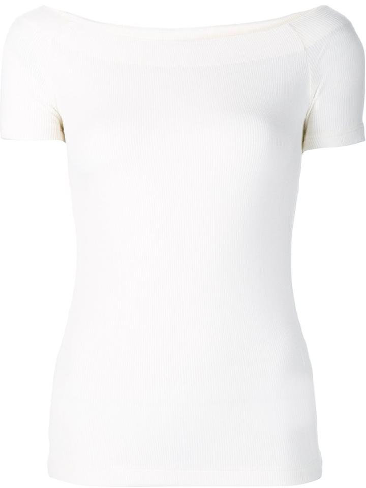 Getting Back To Square One Boat Neck Top, Women's, Size: Medium, White, Viscose/spandex/elastane
