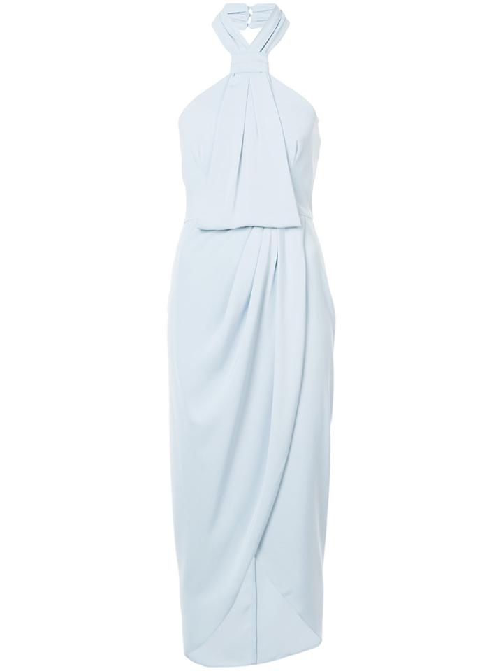 Shona Joy Halterneck Draped Detail Dress - Blue