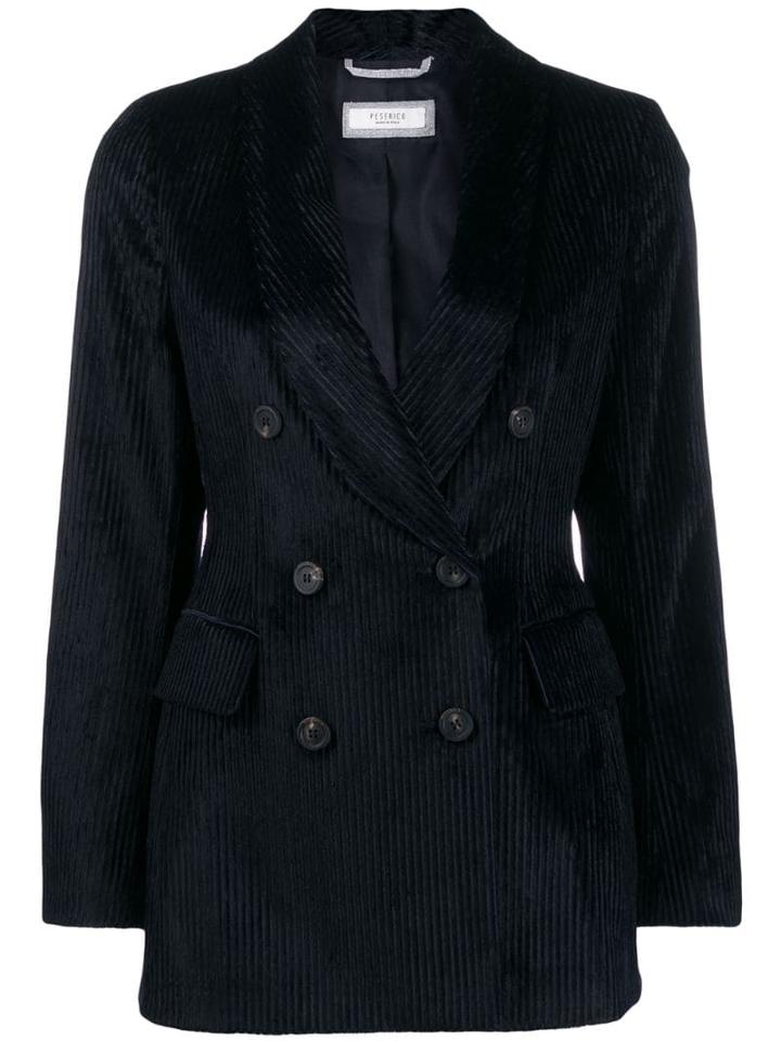 Peserico Double-breasted Corduroy Blazer - Blue