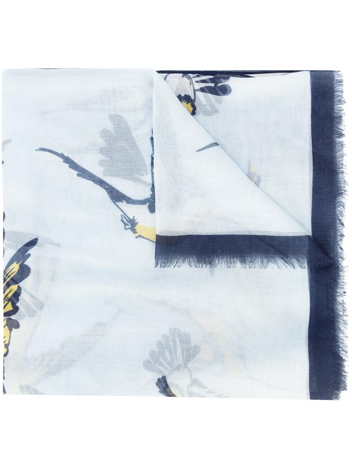 Carolina Herrera Bird Print Scarf - Blue