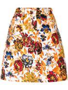Msgm Floral Print Denim Skirt - Multicolour