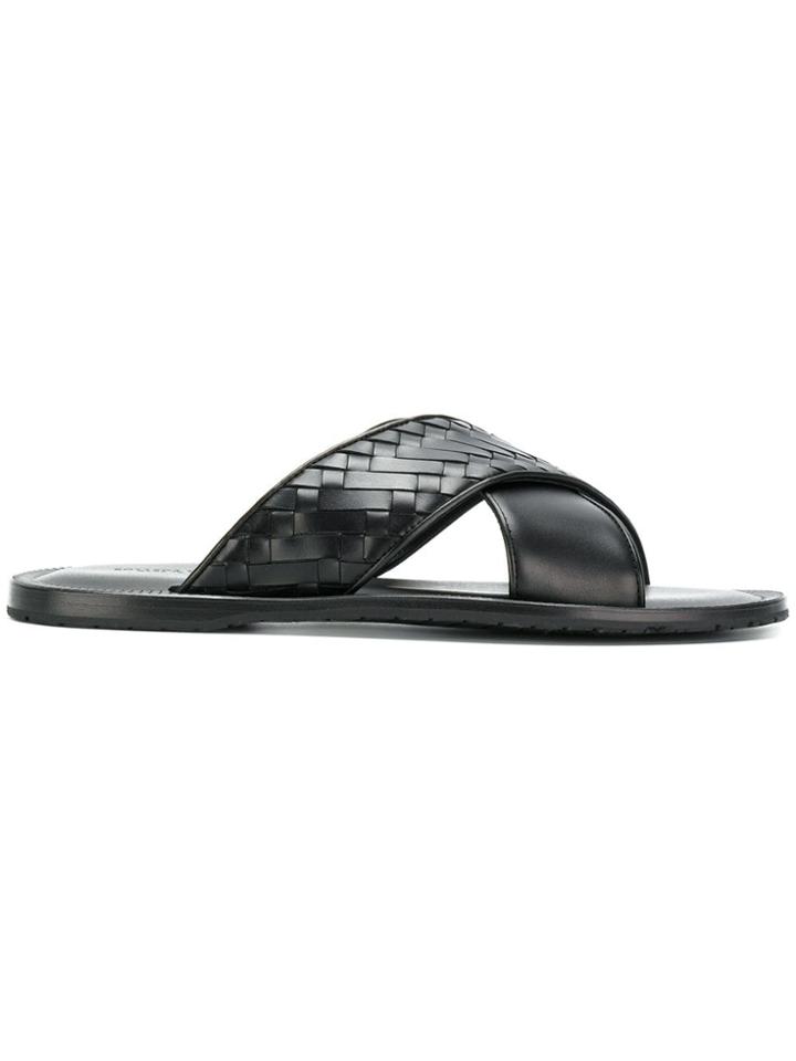 Bottega Veneta Nero Intrecciato Calf Sapa Crisscross Sandal - Black