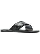 Bottega Veneta Nero Intrecciato Calf Sapa Crisscross Sandal - Black