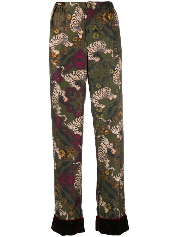 F.r.s For Restless Sleepers Tiger-print Trousers - Green