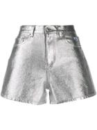 Msgm Metallic Shorts - Silver