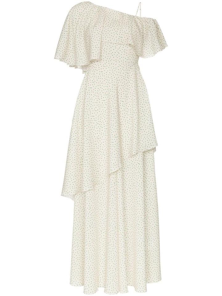 Vika Gazinskaya One Shoulder Ruffled Midi-dress - Neutrals