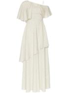 Vika Gazinskaya One Shoulder Ruffled Midi-dress - Neutrals