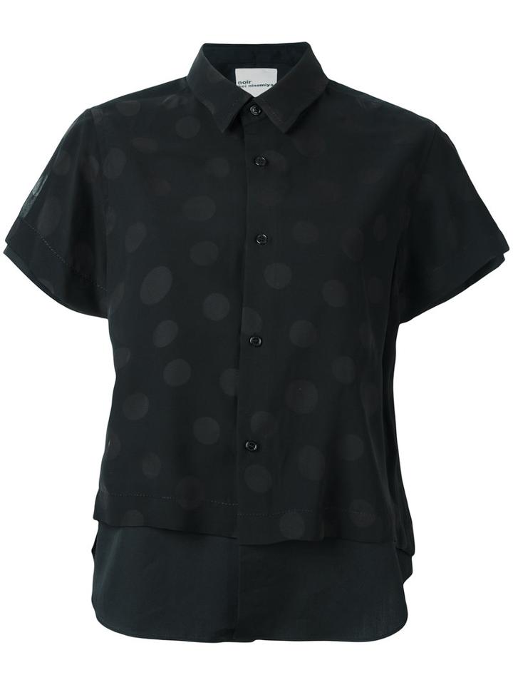 Comme Des Garçons Noir Kei Ninomiya Double-layered Dot Print Blouse, Women's, Size: Small, Black, Cotton/polyester