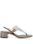 René Caovilla Veneziana Crystal-embellished Slides - Grey