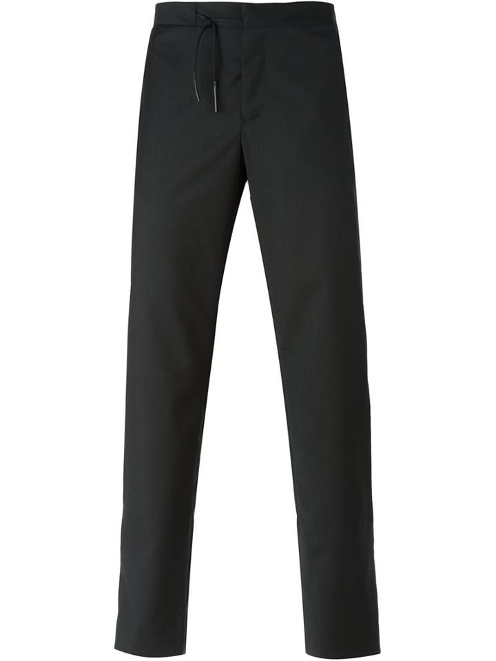 Maison Margiela Straight Leg Trousers, Men's, Size: 44, Black, Cotton/calf Leather/wool
