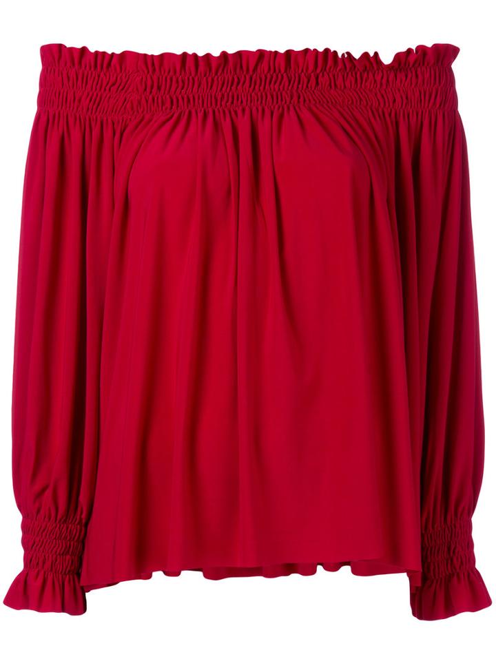 Norma Kamali Peasant Blouse, Women's, Size: Small, Red, Polyester/spandex/elastane