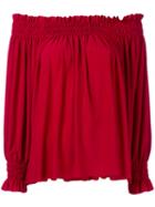 Norma Kamali Peasant Blouse, Women's, Size: Small, Red, Polyester/spandex/elastane