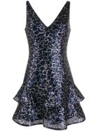 Paule Ka Embellished V-neck Dress - Blue