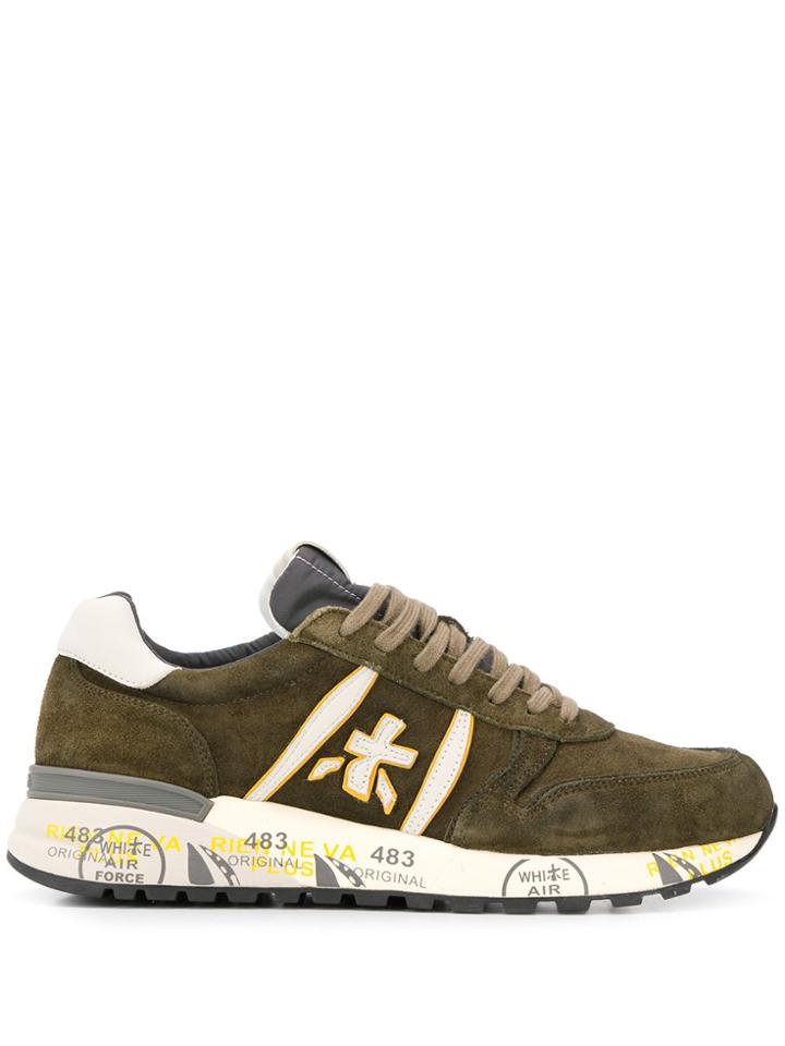 White Premiata Lander Sneakers - Green