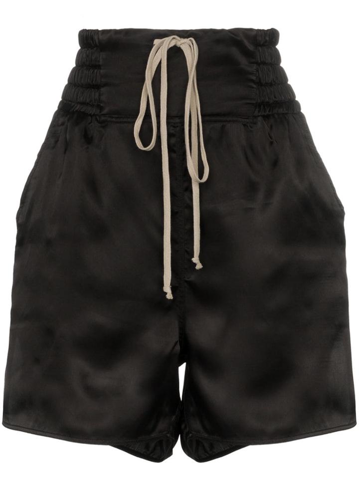 Rick Owens Satin Split Side Drawstring Shorts - Black