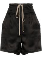 Rick Owens Satin Split Side Drawstring Shorts - Black