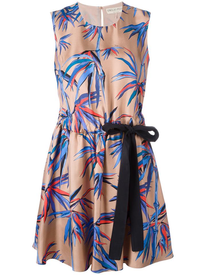 Emilio Pucci Tree Print Dress, Women's, Size: 44, Brown, Silk