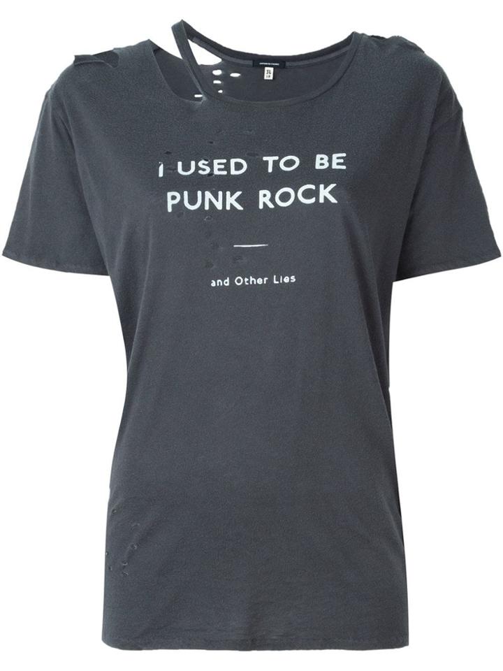R13 Distressed Print T-shirt - Grey
