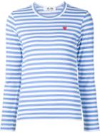 Comme Des Garçons Play Mini Heart Striped T-shirt, Women's, Size: Large, Blue, Cotton