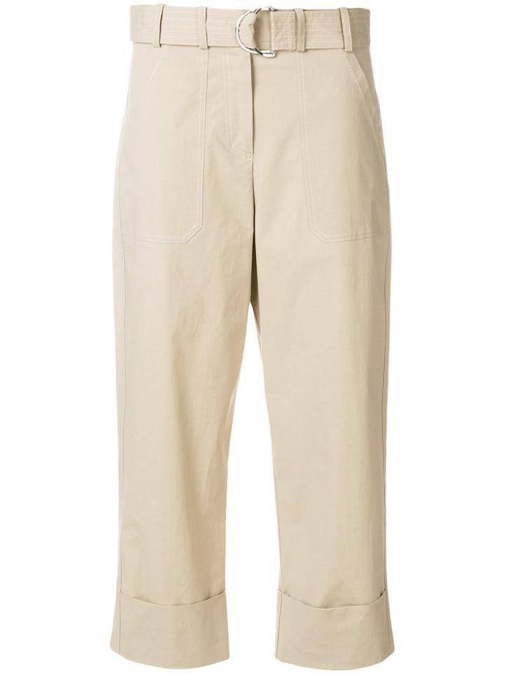 Pinko Cropped Straight-leg Trousers - Nude & Neutrals
