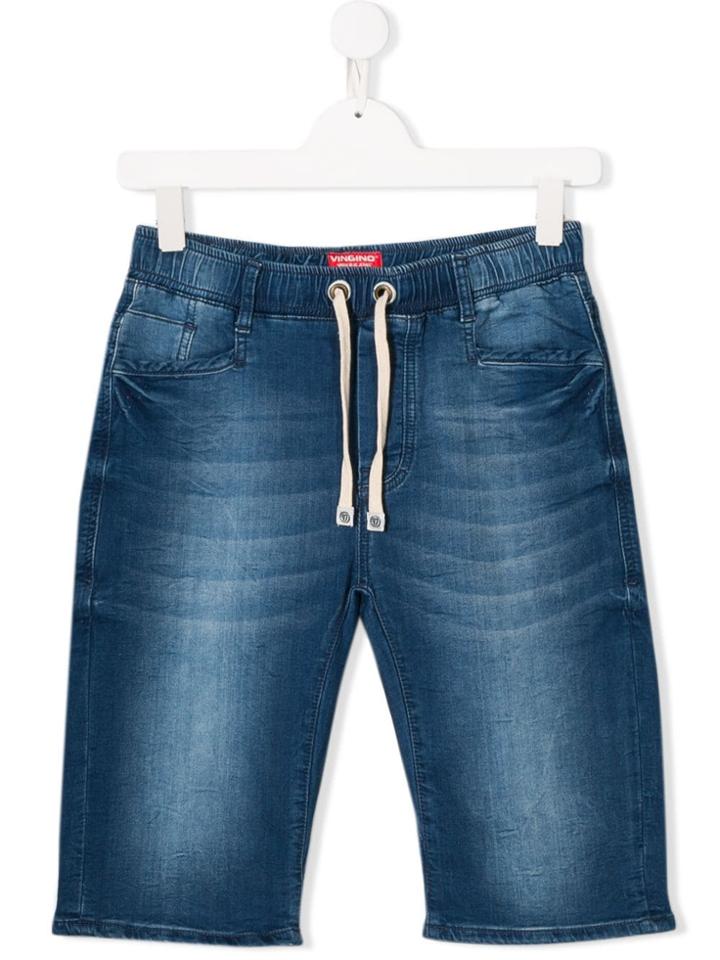 Vingino Teen Drawstring Denim Shorts - Blue