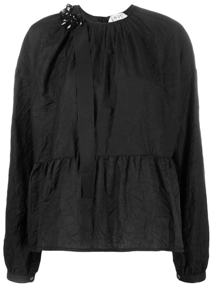 Nº21 Creased Peplum Blouse - Black