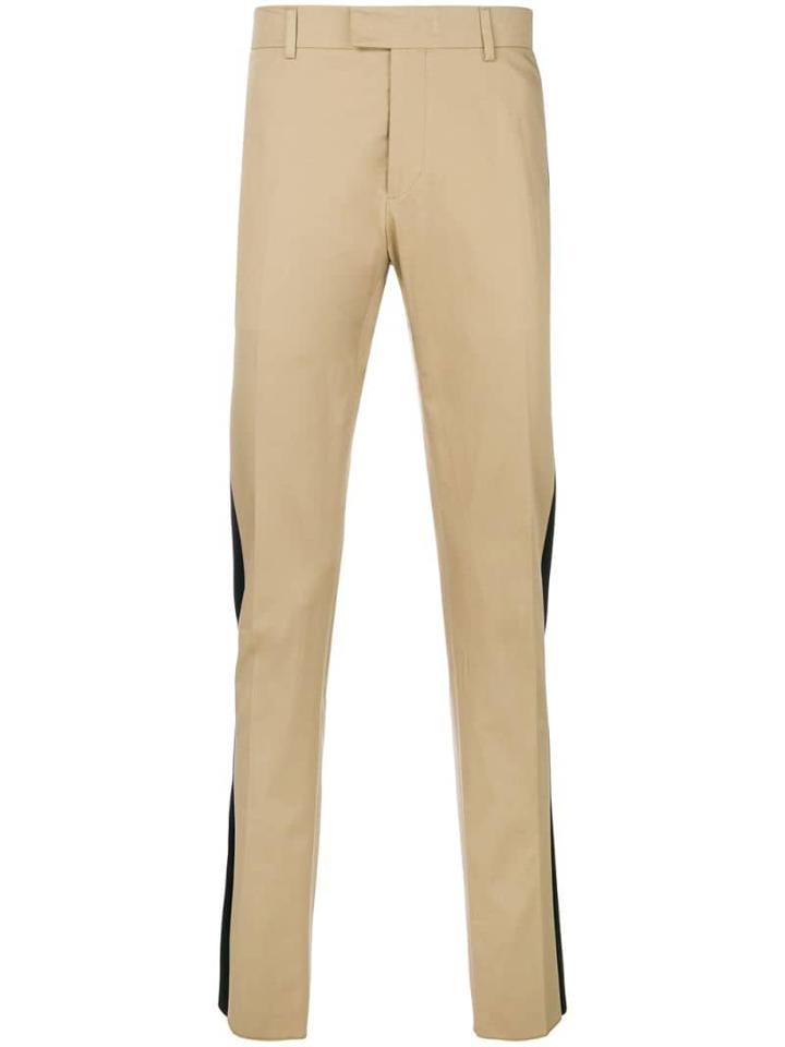 Les Hommes Satin Trim Trousers - Neutrals