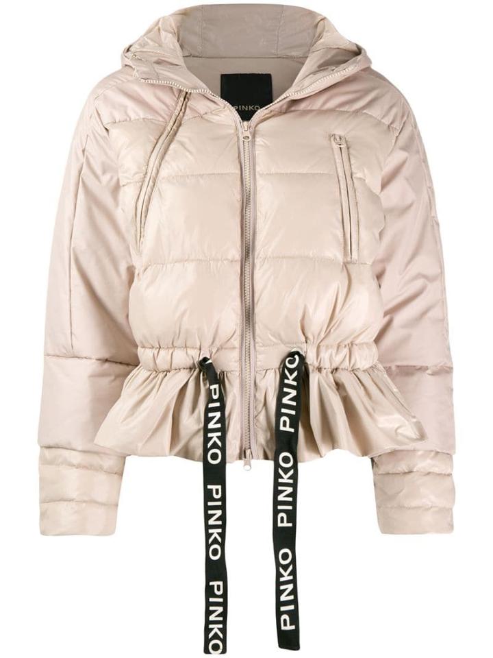 Pinko Drawstring Puffer Jacket - Neutrals