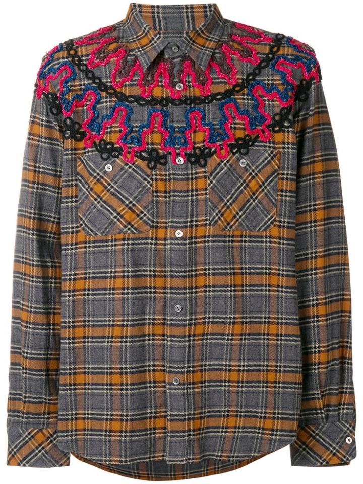 Sacai Embroidered Design Shirt - Brown