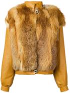 A.n.g.e.l.o. Vintage Cult Panelled Leather And Fur Jacket - Yellow
